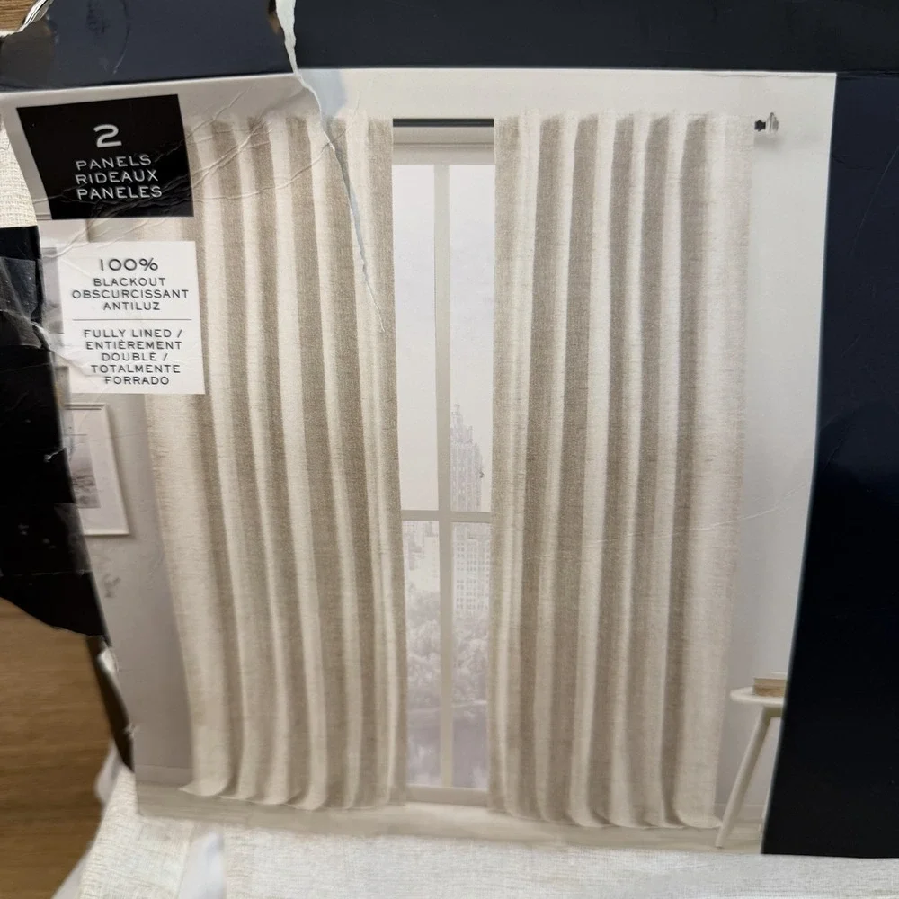 Ralph Lauren Long Window Curtains Drapes 2 Panels 54x108 Natural Blackout Linen